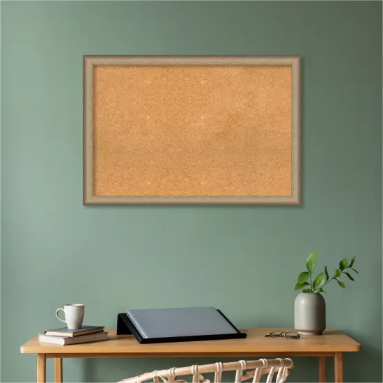 Elegant Brushed Narrow Framed Corkboard, Natural Cork Elegant Bronze {5}