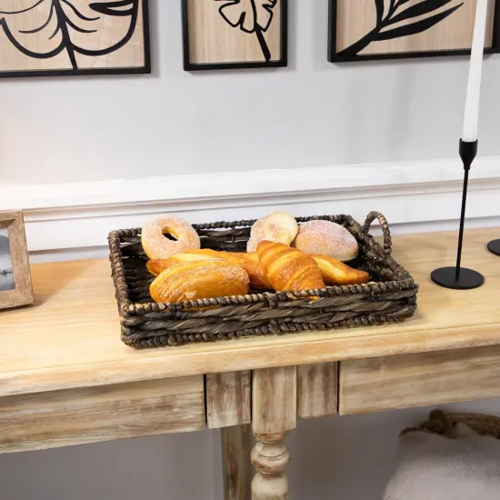 Northlight Rectangular Water Hyacinth Trays with Handles - 13.75" - Brown - Set of 3 {5}