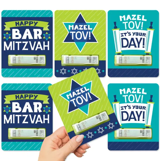 Big Dot of Happiness Blue Bar Mitzvah - DIY Assorted Boy Cash Holder Gift - Funny Money Cards - Set of 6 {1}