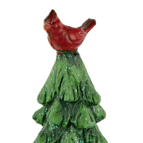 Northlight Glittered Christmas Tree with Red Cardinals Decoration - 14.5" - Green and Red {4}