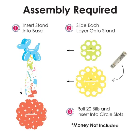 Big Dot of Happiness Balloon Animals - DIY Happy Birthday Party Money Holder Gift - Cash Cake {6}