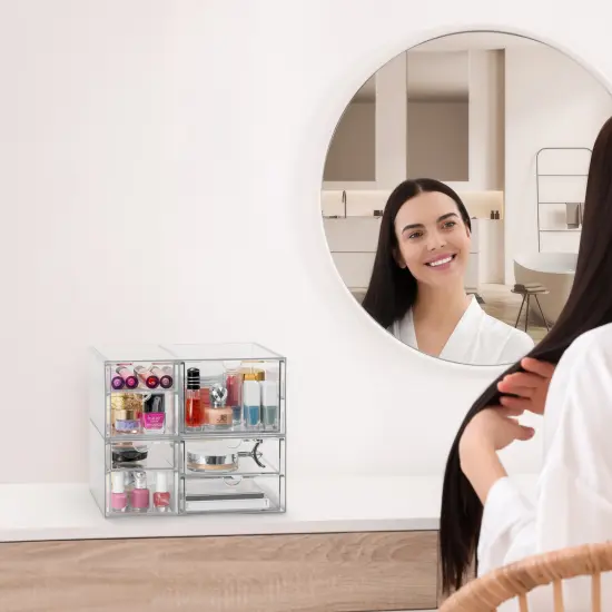 Sorbus 7 Drawers Acrylic Organizer for Makeup, Organization and Storage, Art Supplies, Jewelry, Stationary - 2 Pcs Clear Stackable Storage Drawers {3}