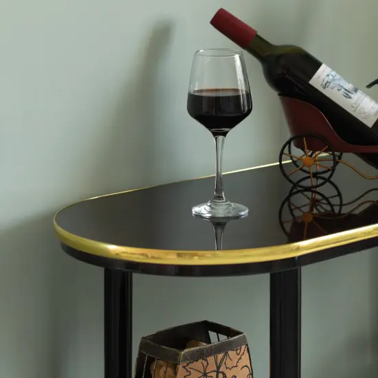 Wooden Console Table Mini Bar Cabinet, Modern Style and Versatile Piece of Furniture that Adapts to Various Roles from Coffee and Tea Haven, Drink Station or a Beer Island in your Kitchen Brown {3}