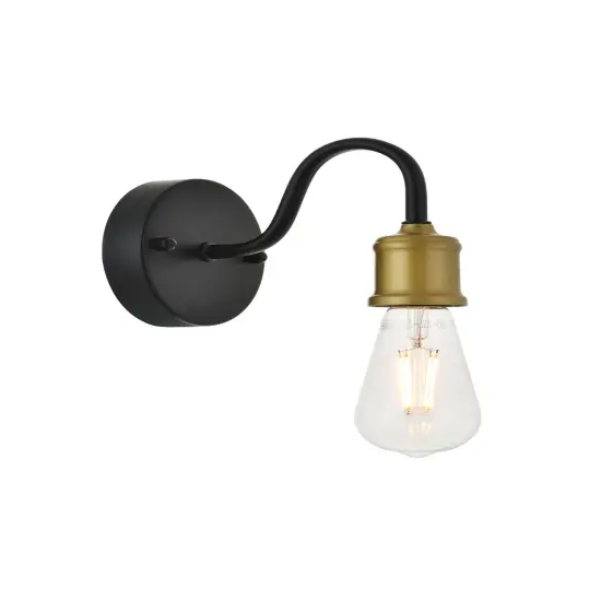 Serif 1 light brass and black Wall Sconce {6}