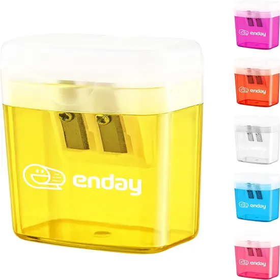 Enday 2-Hole Rectangular Sharpener W/Recycle Bin Green {1}