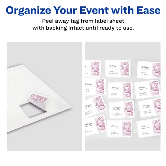 Avery Flexible Name Badges, 2-1/3" x 3-3/8", White with Blue Border, 400 per Pack, 2 Packs, 800 Removable Name Tag Stickers Total (01730) {5}