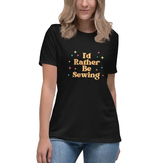 Retro Rather Be Sewing Women's Relaxed T-Shirt {3}