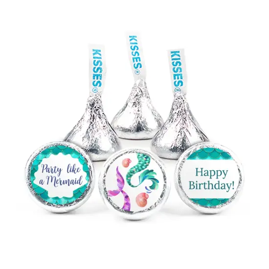 324ct Mermaid Kid's Birthday Stickers for Hershey's Kisses Pink & Purple Party Supplies - DIY - By Just Candy {1}