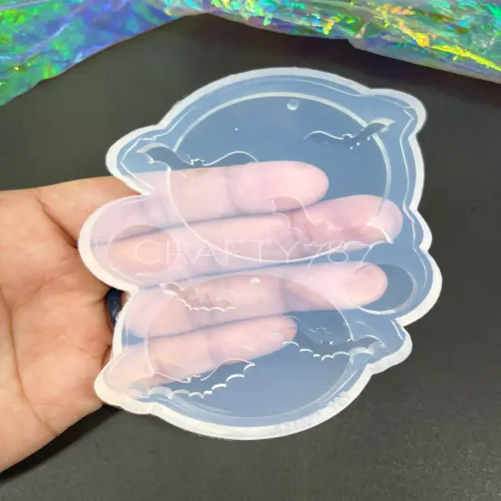 Moon and Bats Dangle Earring Silicone Mold Layer(C4) {4}