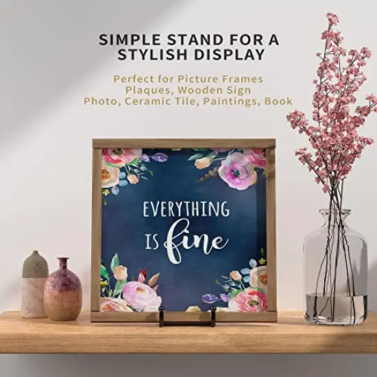 IPAME Plate Stands for Display - 6 Inch Metal Square Wire Plate Holder Display Stand + Picture Frame Stand Holder Easel for Book, Decorative Plate, Plaque, Photo, Platter (Black 2 Pack) {5}