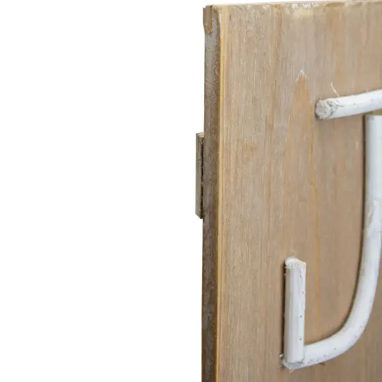 Northlight 23.75" Vertical Beige Wooden Joy Christmas Sign with Santa's Belt {4}