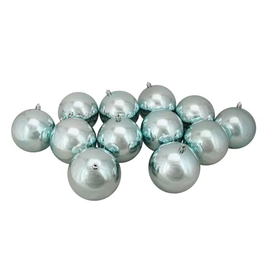 Northlight Shatterproof Shiny Christmas Ball Ornaments - 4" (100mm) - Mermaid Blue - 12ct {1}