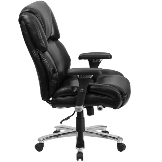 Emma and Oliver 24/7 400 lb. Big & Tall High Back Tufted Lumbar Knob Ergonomic Office Chair Black LeatherSoft {5}