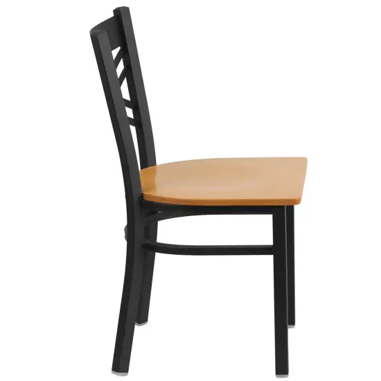 Emma and Oliver 2 Pack "X" Back Metal Restaurant Chair Natural/BlackMetal {4}
