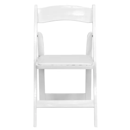 Emma and Oliver 2 Pack Wedding Party Event Wood Folding Chair with Vinyl Padded Seat White {2}