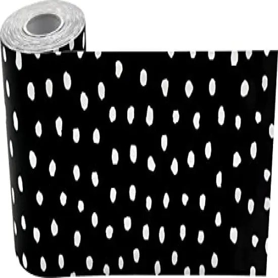 White Painted Dots on Black Straight Rolled Border Trim (TCR8911) {6}