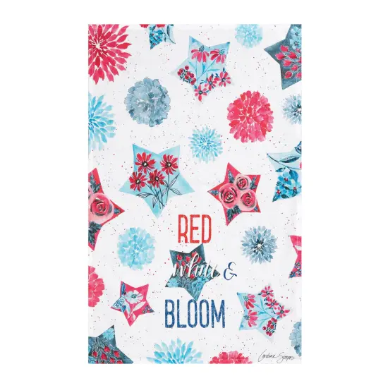 "Red White & Bloom " Patriotic Kitchen Dishtowel {1}