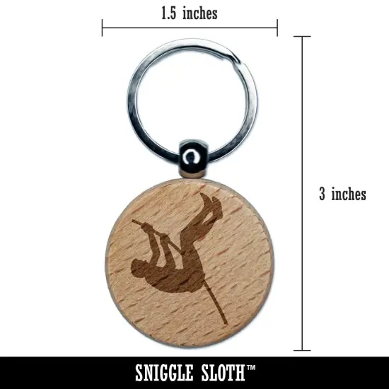 Pole Vaulter Track and Field Solid Engraved Wood Round Keychain Tag Charm {2}