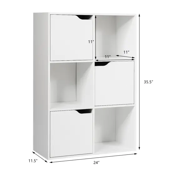 Costway 6 Cube Bookcase Cabinet Wood Bookcase Storage Shelves Room Divider Organization {2}