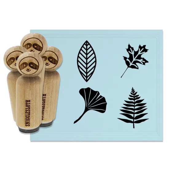 Leaf Leaves Fern Ginkgo Oak Cute Rubber Stamp Set for Stamping Crafting Planners {2}