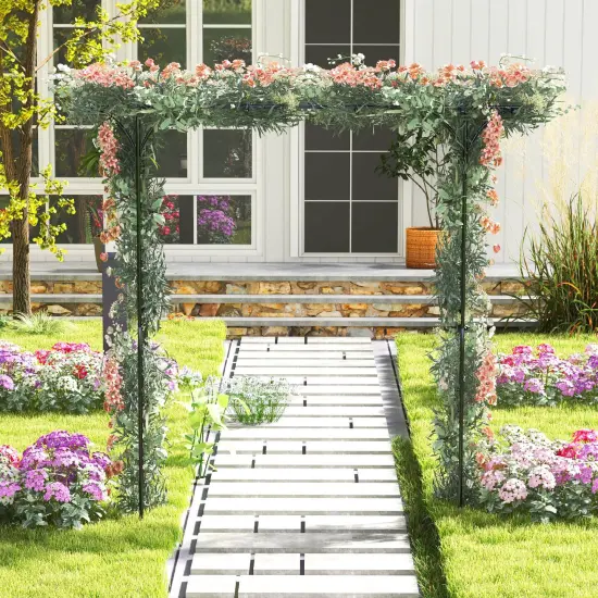81 Inch Garden Arbor Metal Archway For Climbing Plants-Black {1}