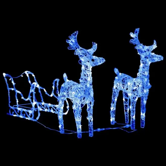 Acrylic Reindeers & Sleigh Christmas Decoration 51.2" with 160 LEDs {2}