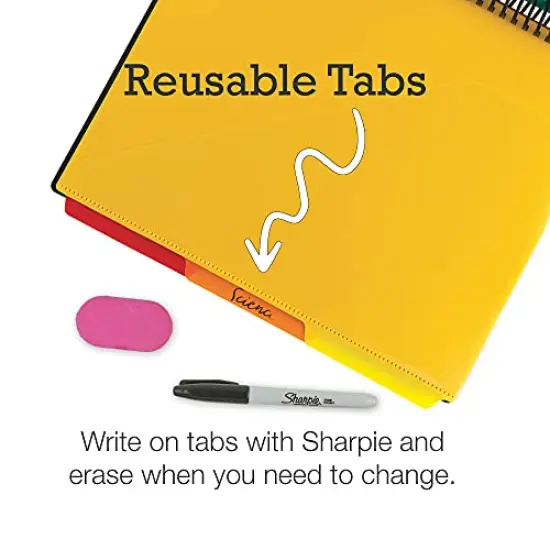 24 Pocket Spiral Project Organizer - Includes 12 Dividers, Customizable Front Cover, Erasable Write-On Tabs in Assorted Colors, and Plastic Folders with Pockets {6}