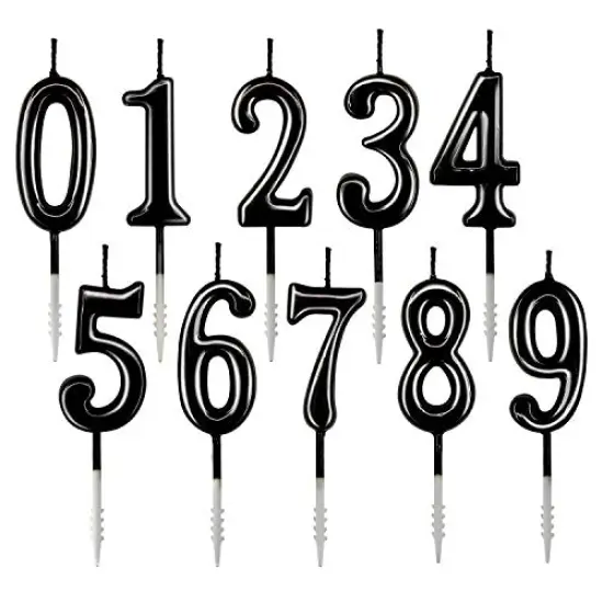10 Pieces Black Numeral Birthday Candles - Numeric Candles for Cake Decoration, Includes Numbers 0-9, Ideal for Birthday Parties and Wedding Anniversary Celebrations {2}