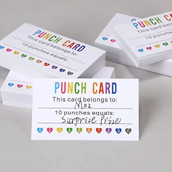 Punch Cards 200 Pack Reward Punch Cards with Heart Shape Hold Puncher Behavior Incentive Awards for Kids Students Teachers Home Classroom School Business Loyalty Gift Cards - 3.5" x 2" {2}