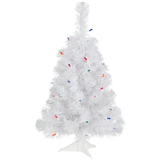 Northlight Pre-Lit Medium Rockport White Pine Artificial Christmas Tree - 2' - Multi Lights {3}
