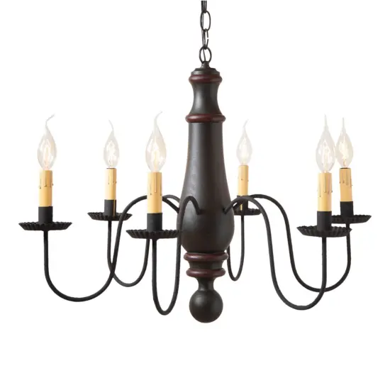 Large Norfolk Chandelier in Sturbridge Black with Sturbridge Red {1}