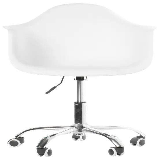 Mid-Century Modern Style Adjustable Swivel Plastic Shell Molded Office Task Chair with Rolling Wheels {3}