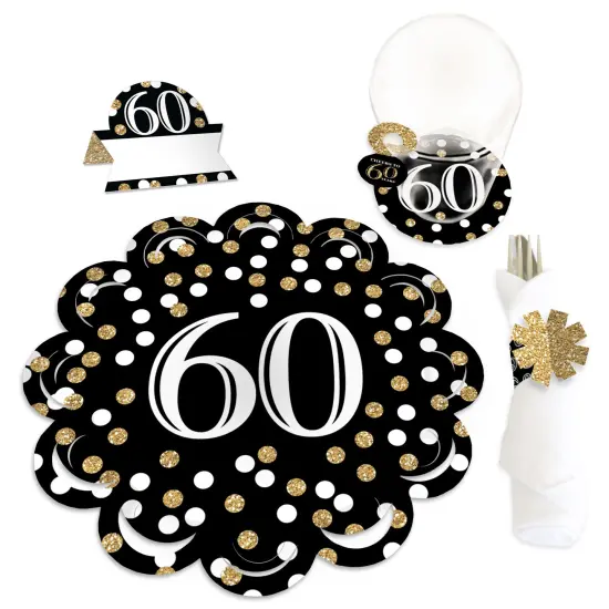 Big Dot of Happiness Adult 60th Birthday - Gold - Birthday Party Paper Charger & Table Decorations Chargerific Kit for 8 {1}