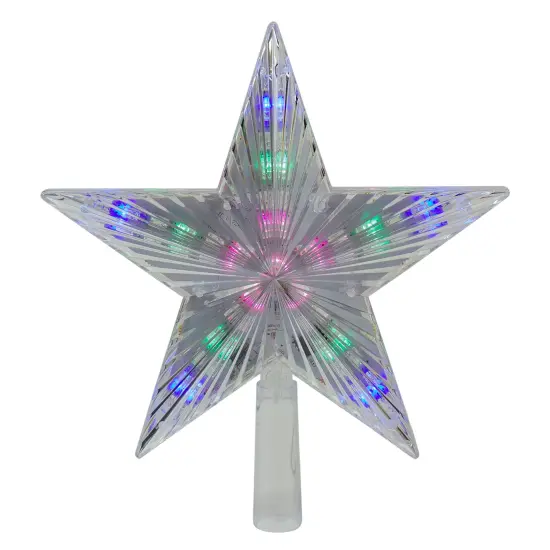 Hofert 9.5" Lighted Clear 5 Point Star Christmas Tree Topper - Multicolor LED Lights {1}