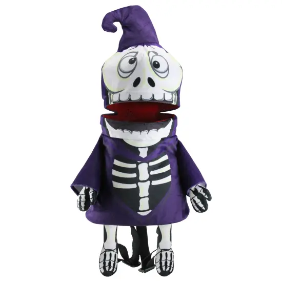 Northlight Animated and Musical Trick or Treat Skeleton Halloween Candy Bag - 24" - One Size Purple {1}