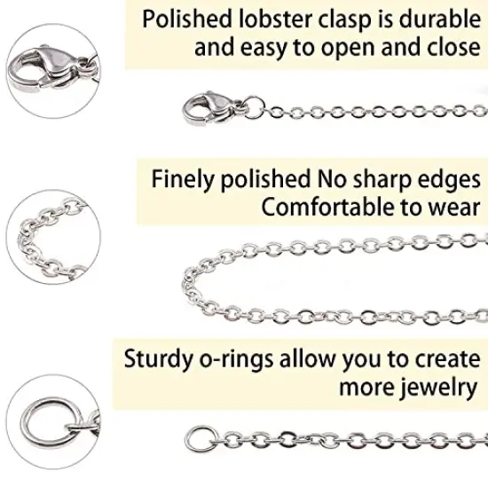 Chains Jewelry Making Supplies, 60ft Cable Link Chains for Making Jewelry Necklace Earring Bracelet Findings DIY Craft Kit for Adults, 6-Color 2mm Gold Silver Copper Plated Metal Link Rolls Bulk {6}
