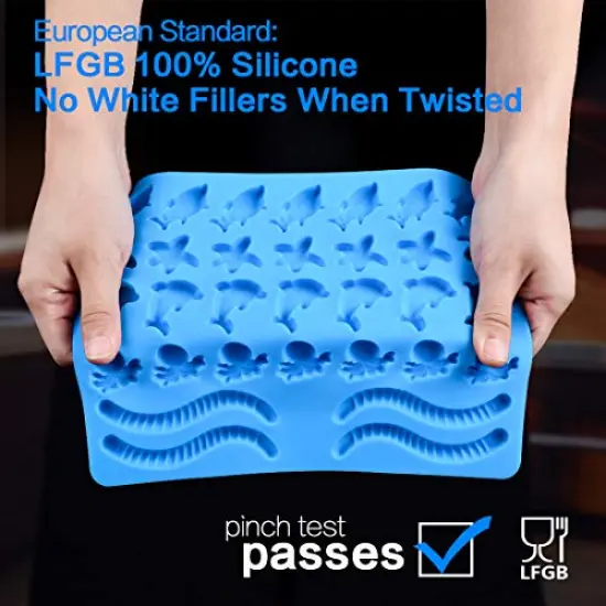 4 Pieces Gummy Bear Mold Candy Molds - Chocolate Molds Including Bears, Frogs, Lions, Monkeys, Penguins, Worms, Starfishs, Dolphins, Octopus, Sharks Sea Mold BPA Free Set of 4 Silicone Molds {3}