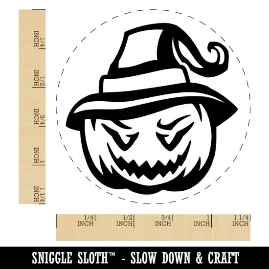 Jack-O'-Lantern Pumpkin Wearing Witch Hat Halloween Self-Inking Rubber Stamp Ink Stamper for Stamping Crafting Planners Black {1}