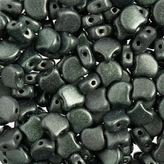 John Bead Czech Glass Jet Color Metallic Suede Ginko Beads, 50g Medium Blue Green {1}