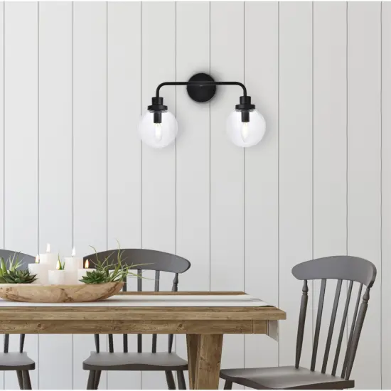 Hanson 2 lights bath sconce in black with clear shade {2}