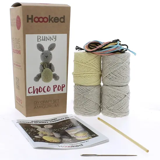 Hoooked Amigurumi DIY Kit W/Eco Barbante Yarn-Rabbit Choco Pop {1}