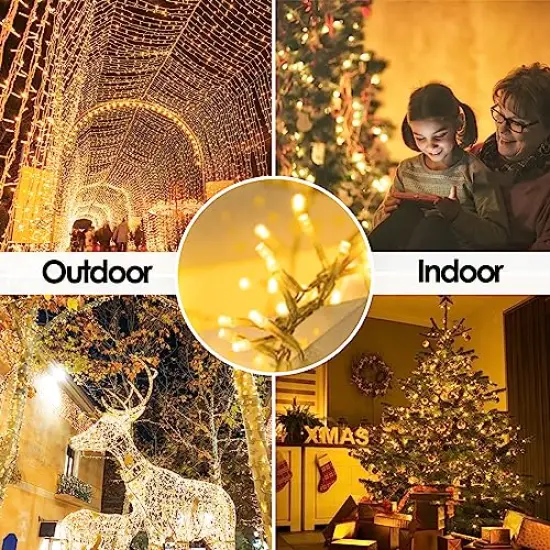 Extra-Long 66FT String Lights Outdoor/Indoor, 200 LED Upgraded Super Bright Christmas Lights, Waterproof 8 Modes Plug in Fairy Lights for Bedroom Party Wedding Garden (Warm White) {1}