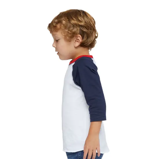 Rabbit Skins&reg; Toddler Baseball Fine Jersey Crewneck Three-Quarter Sleeve T-Shirt - 3330 {5}