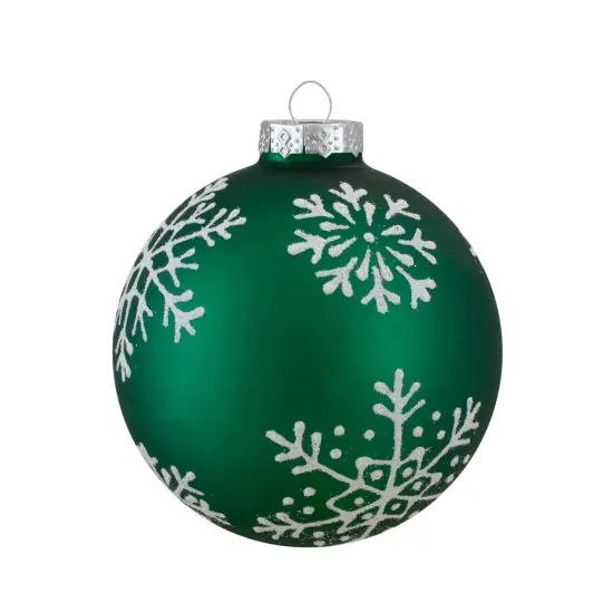 Northlight Glittered Snowflakes Glass Christmas Ball Ornaments - 2.5" (67mm) - Blue and Green - 4ct {5}