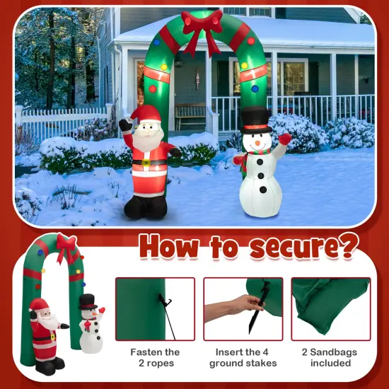8 Feet Christmas Inflatable Archway with Santa Claus and Snowman {5}
