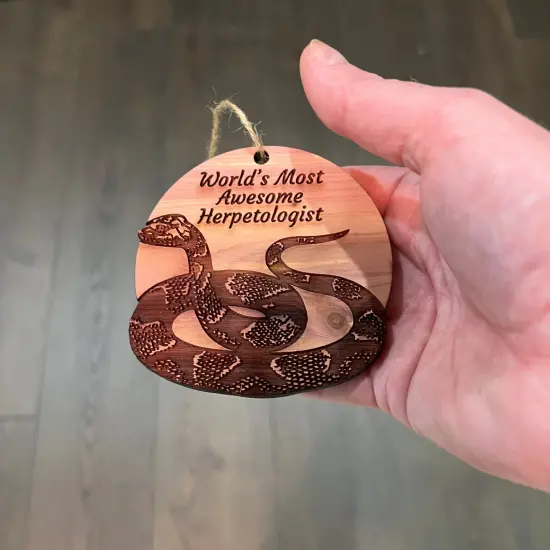 Worlds Most Awesome Herpetologist Snake - Cedar Ornament {5}