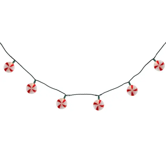 Northlight Peppermint Candies Christmas Lights - 6ft Green Wire - 10ct Red {5}