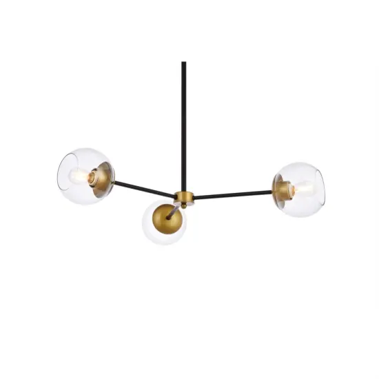 Briggs 32 inch pendant in black and brass with clear shade {3}