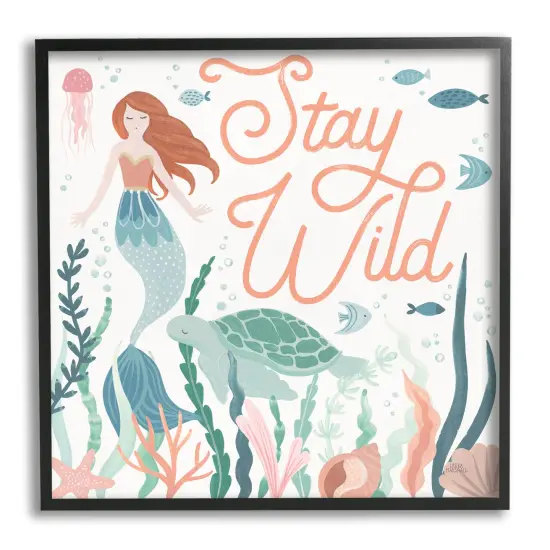 Stupell Industries Stay Wild Seafloor Mermaid Framed Giclee Art White Frame {7}