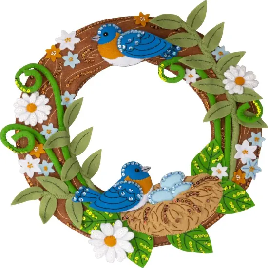 Bucilla Felt Wall Hanging Applique Kit-Bless This Nest Wreath {1}
